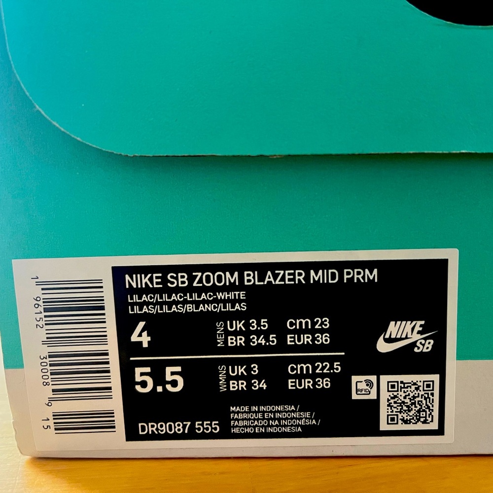 NIKE SB ZOOM BLAZER MID PRM Lilas White (Women 5.5 / Men 4) - Picture 2 of 8